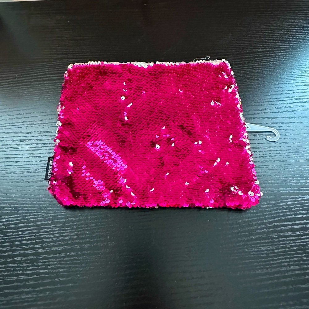 Girls Sequins Pink to Silver Pouch NWT